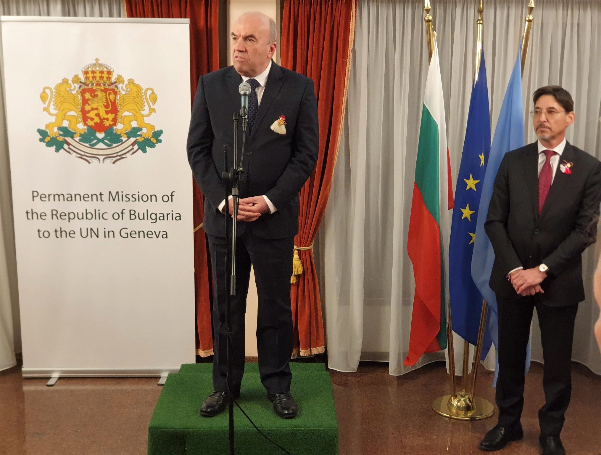 Министър Николай Милков приветства гостите на прием по повод Националния празник на Република България – 3 март, организиран от Постоянното представителство на Република България в Женева